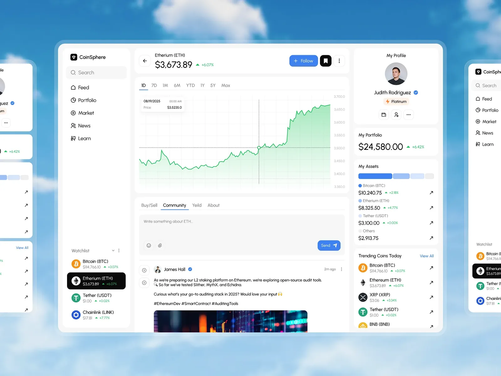CoinSphere crypto community dashboard